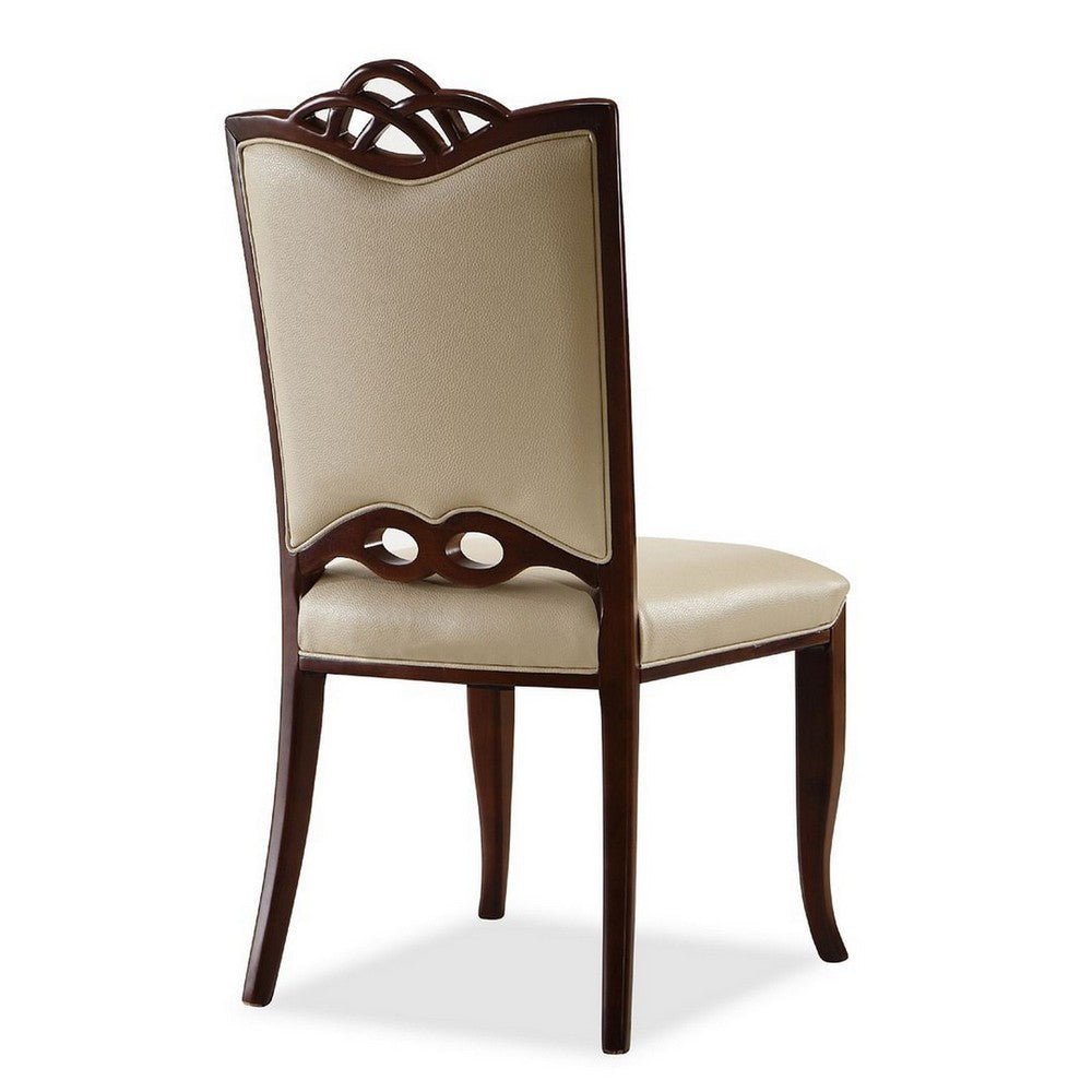 Regent Cream and Walnut Faux Leather Dining Chair (Set of Two) MHC-DC005-CR