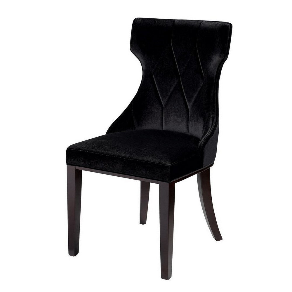 Reine Black and Walnut Velvet Dining Chair (Set of Two) MHC-DC007-BK