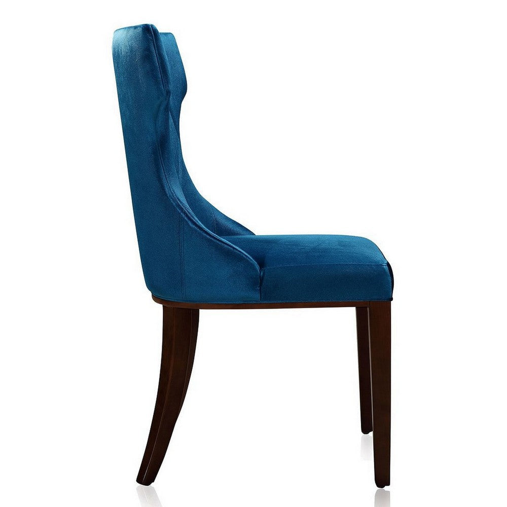 Reine Cobalt Blue and Walnut Velvet Dining Chair (Set of Two) MHC-DC007-CB