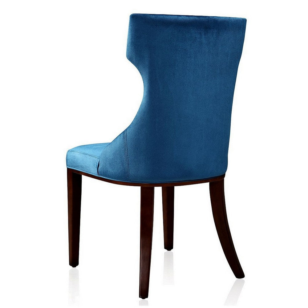 Reine Cobalt Blue and Walnut Velvet Dining Chair (Set of Two) MHC-DC007-CB