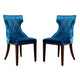 Reine Cobalt Blue and Walnut Velvet Dining Chair (Set of Two)