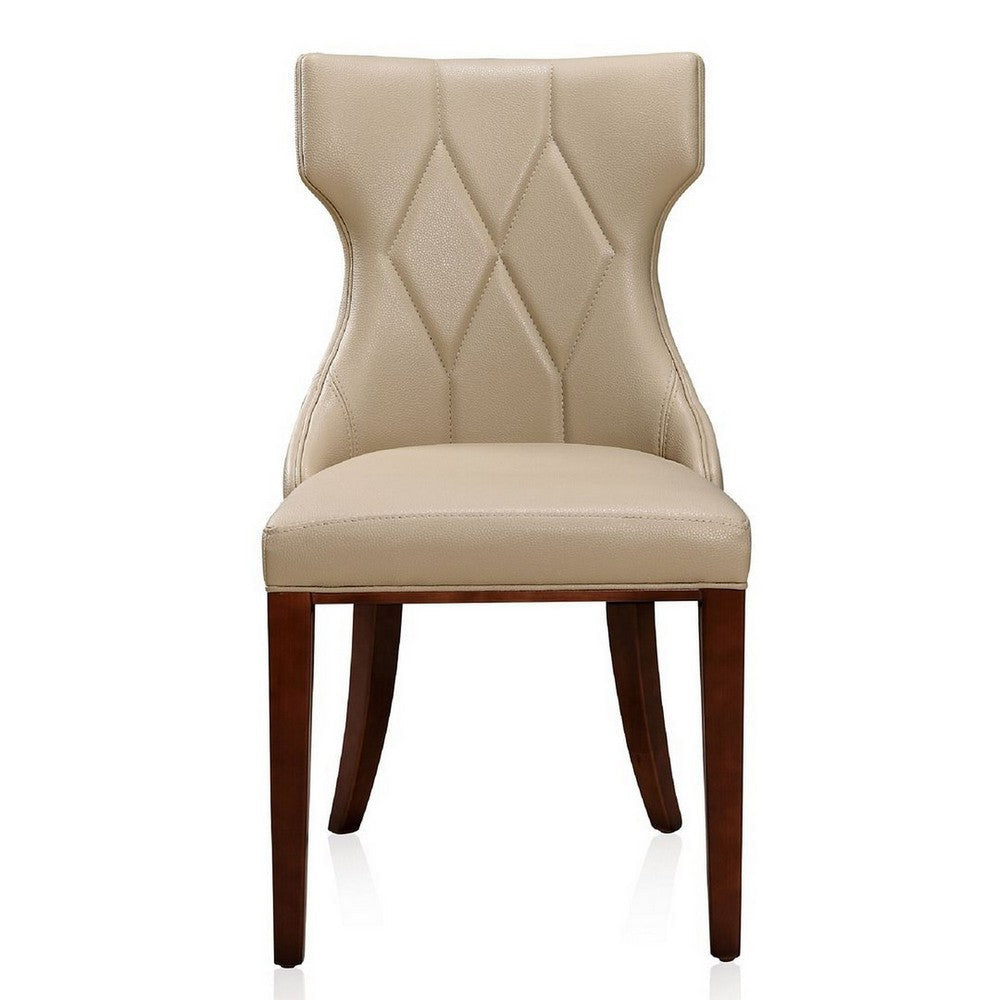 Reine Cream and Walnut Faux Leather Dining Chair (Set of Two) MHC-DC007-CR