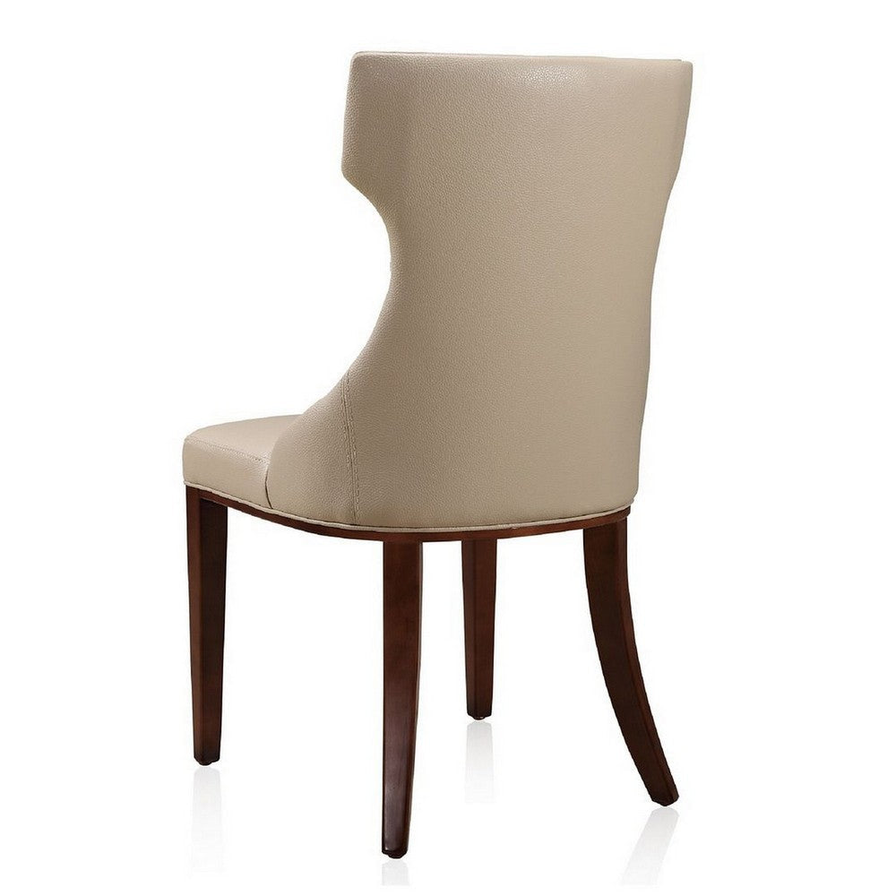 Reine Cream and Walnut Faux Leather Dining Chair (Set of Two) MHC-DC007-CR