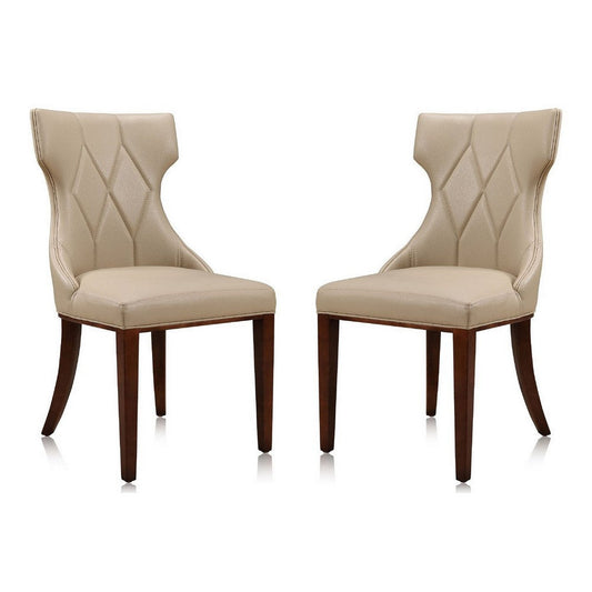 Reine Cream and Walnut Faux Leather Dining Chair (Set of Two)