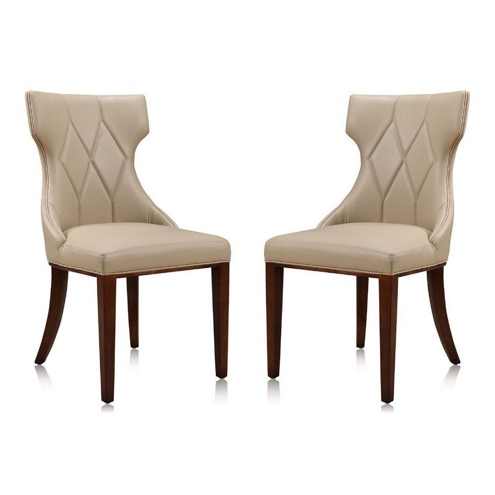 Reine Cream and Walnut Faux Leather Dining Chair (Set of Two)
