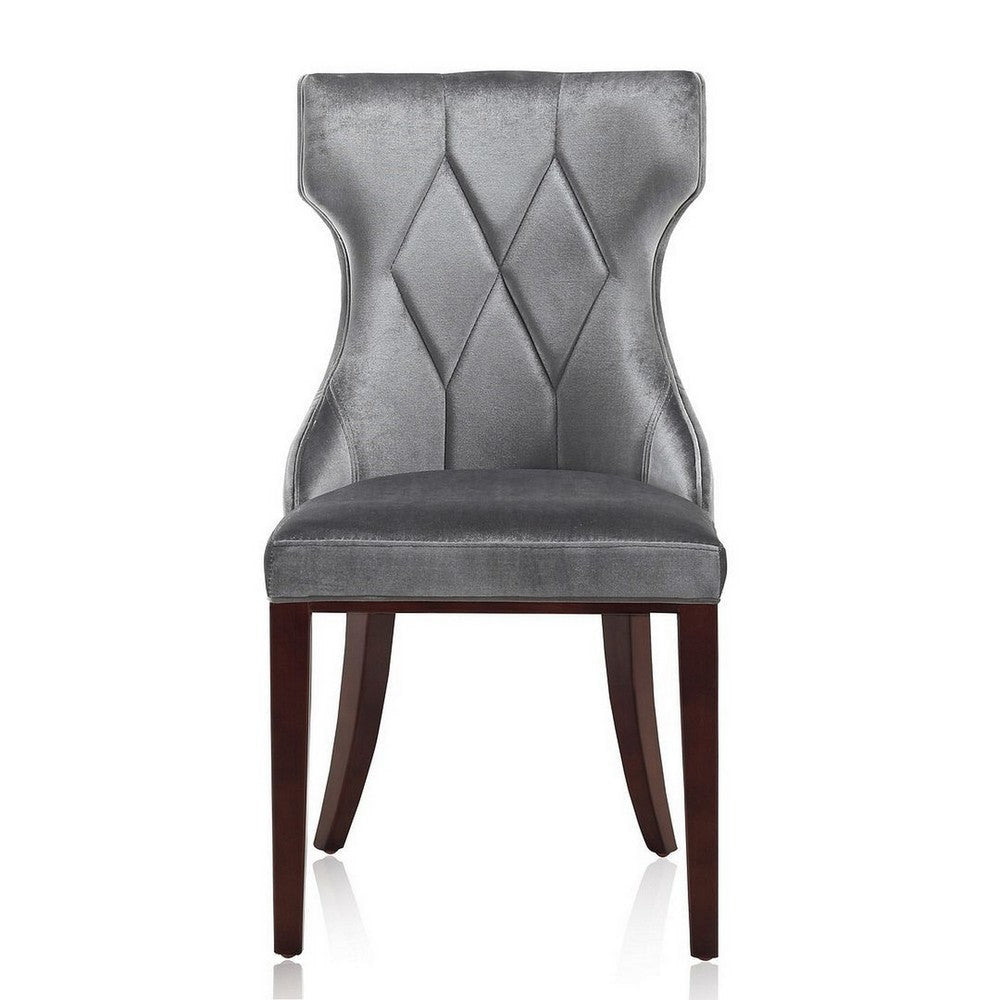 Reine Grey and Walnut Velvet Dining Chair (Set of Two) MHC-DC007-GY