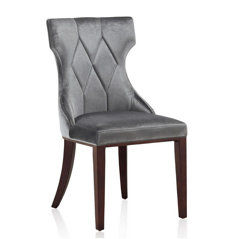 Reine Grey and Walnut Velvet Dining Chair (Set of Two) MHC-DC007-GY