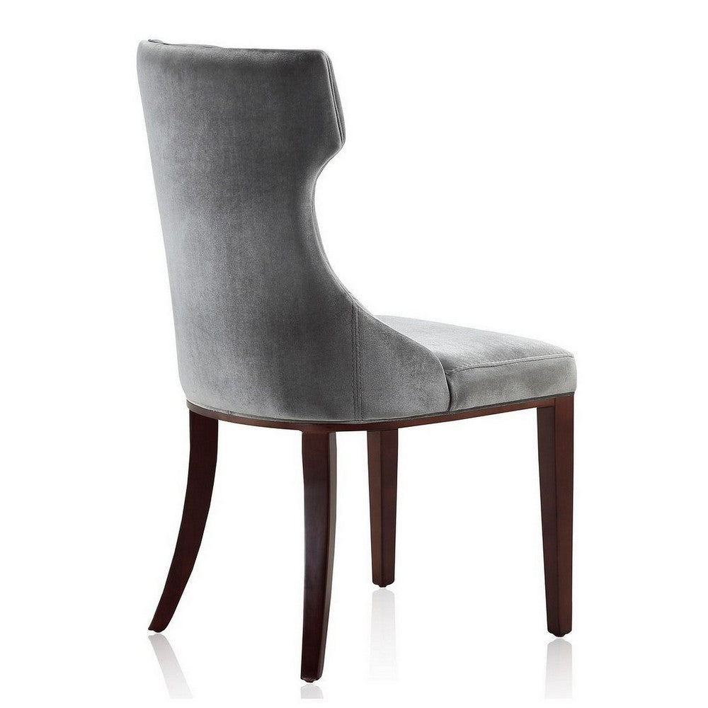 Reine Grey and Walnut Velvet Dining Chair (Set of Two) MHC-DC007-GY