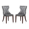 Reine Grey and Walnut Velvet Dining Chair (Set of Two)