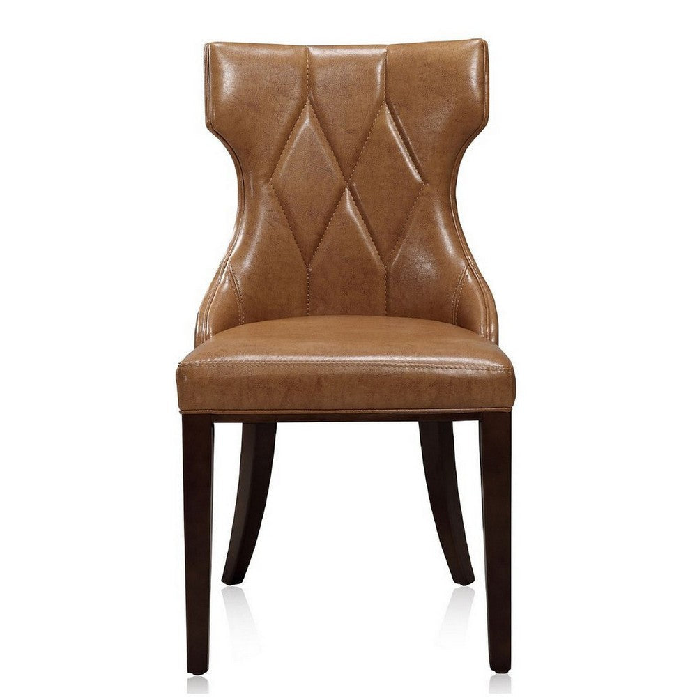 Reine Saddle and Walnut Faux Leather Dining Chair (Set of Two) MHC-DC007-SA