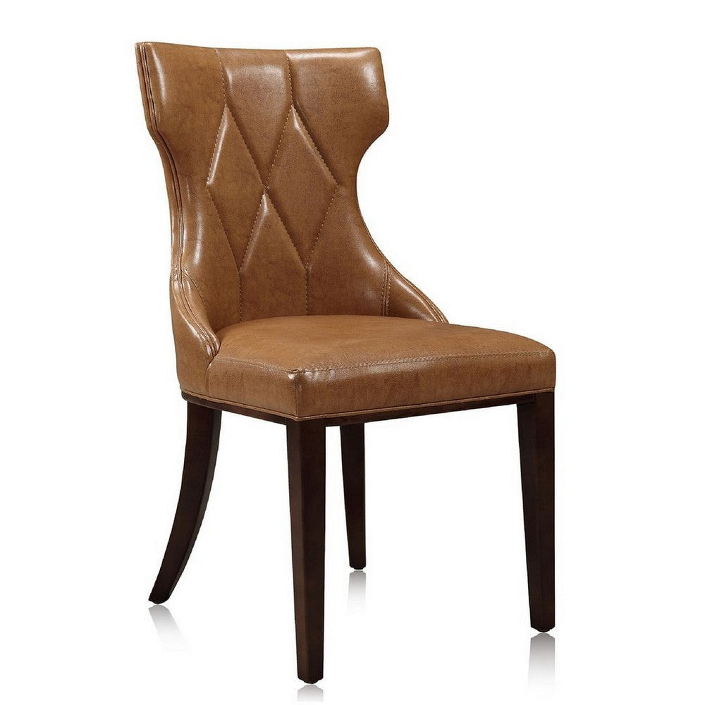 Reine Saddle and Walnut Faux Leather Dining Chair (Set of Two) MHC-DC007-SA