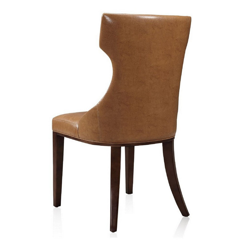 Reine Saddle and Walnut Faux Leather Dining Chair (Set of Two) MHC-DC007-SA