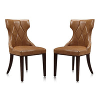 Reine Saddle and Walnut Faux Leather Dining Chair (Set of Two)