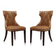 Reine Saddle and Walnut Faux Leather Dining Chair (Set of Two)