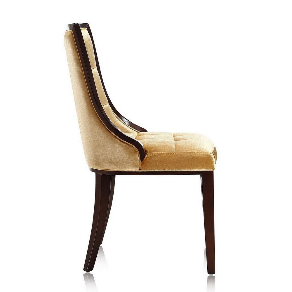 Fifth Avenue Antique Gold and Walnut Velvet Dining Chair (Set of Two) MHC-DC008-AG