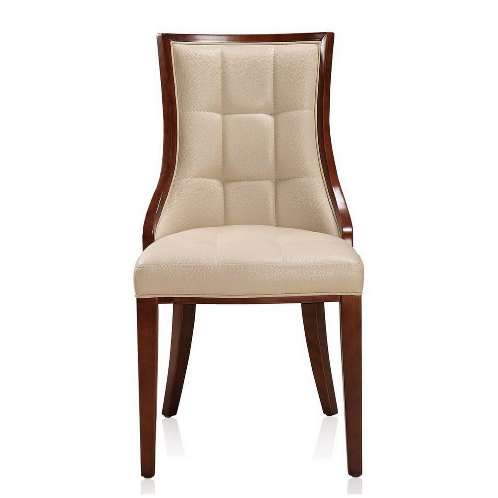 Fifth Avenue Cream and Walnut Faux Leather Dining Chair (Set of Two) MHC-DC008-CR