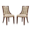 Fifth Avenue Cream and Walnut Faux Leather Dining Chair (Set of Two)