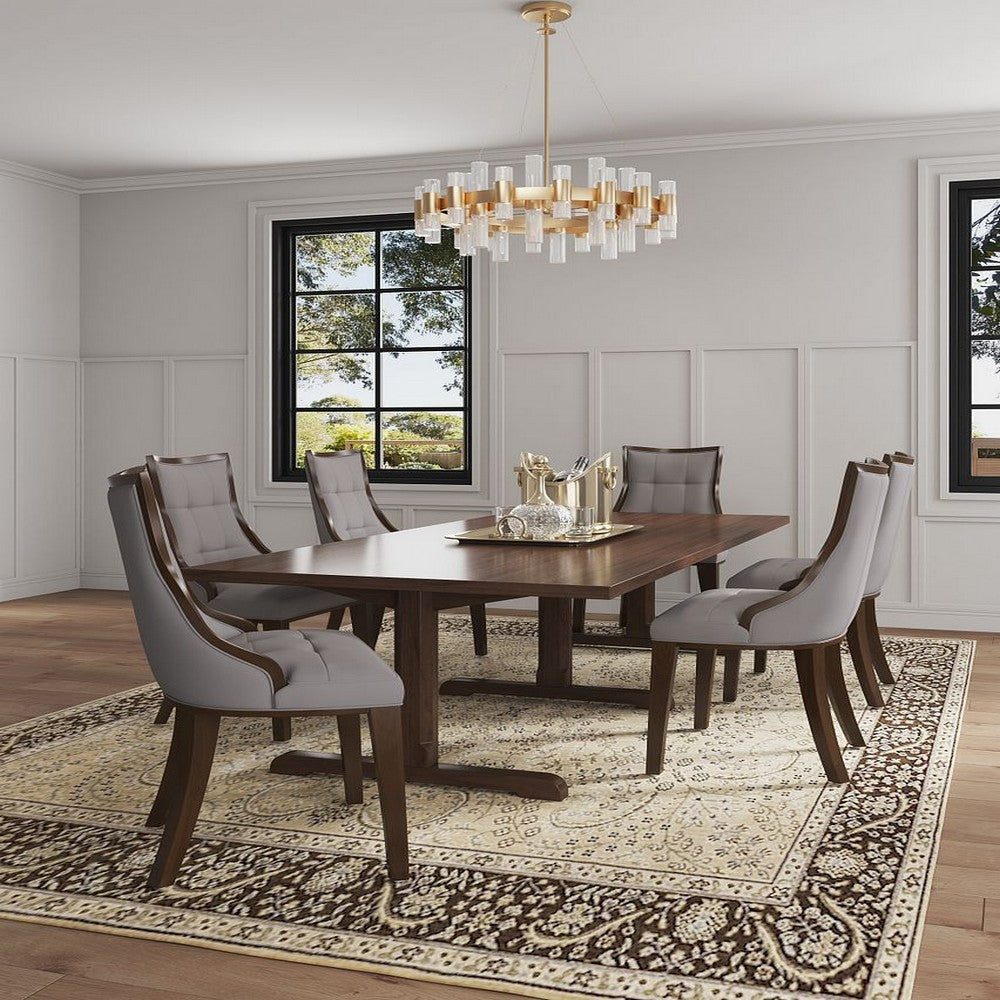 Fifth Avenue Faux Leather Dining Chair in Grey and Walnut (Set of 2) MHC-DC008-GY