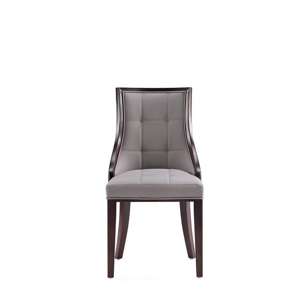 Fifth Avenue Faux Leather Dining Chair in Grey and Walnut (Set of 2) MHC-DC008-GY