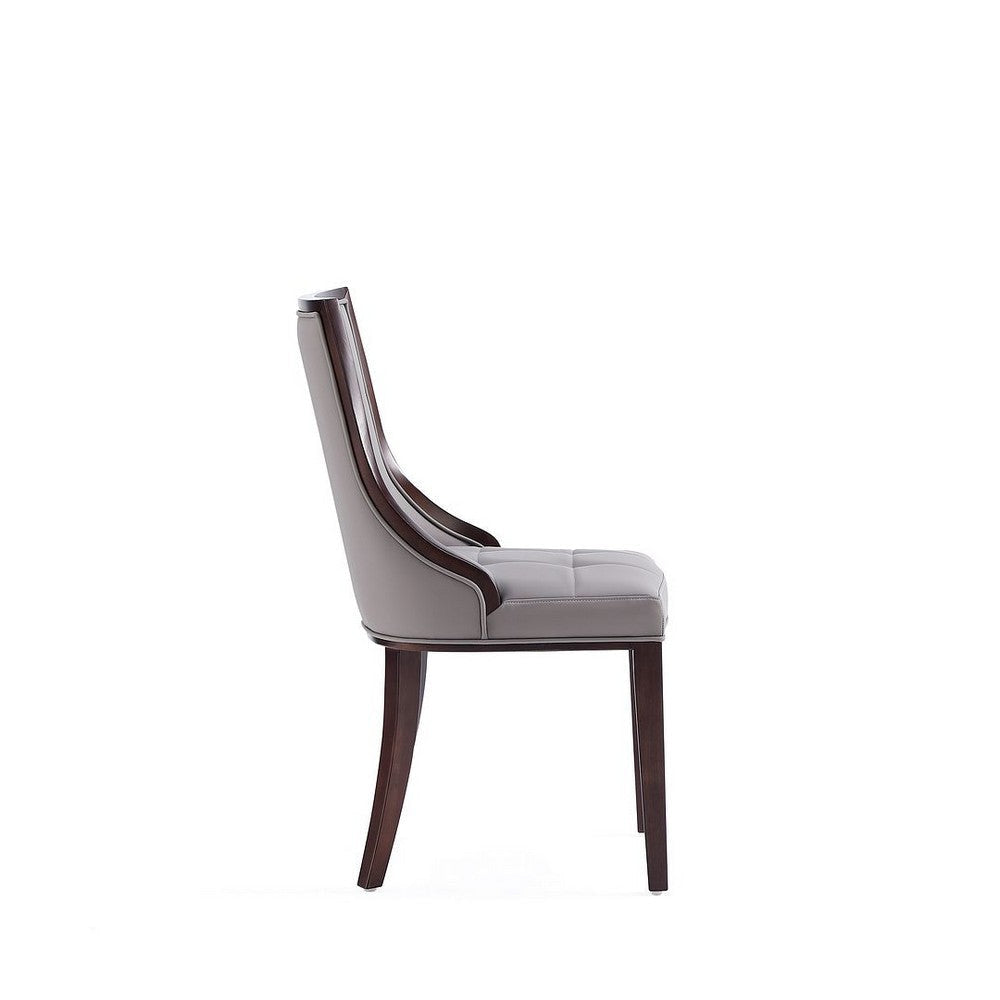 Fifth Avenue Faux Leather Dining Chair in Grey and Walnut (Set of 2) MHC-DC008-GY