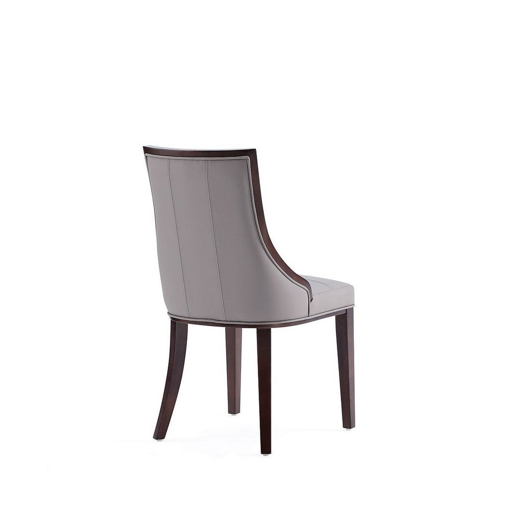 Fifth Avenue Faux Leather Dining Chair in Grey and Walnut (Set of 2) MHC-DC008-GY