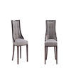 Fifth Avenue Faux Leather Dining Chair in Grey and Walnut (Set of 2)
