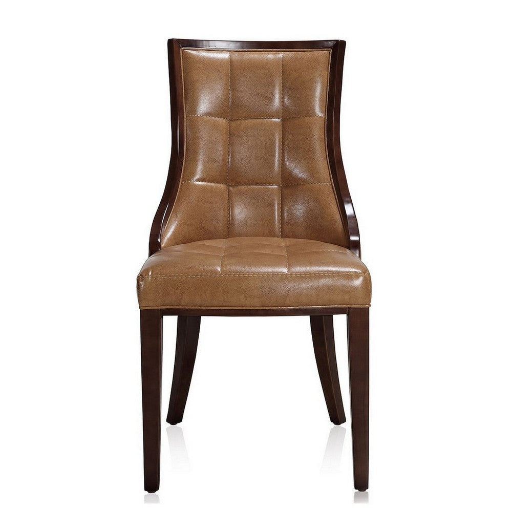 Fifth Avenue Saddle and Walnut Faux Leather Dining Chair (Set of Two) MHC-DC008-SA