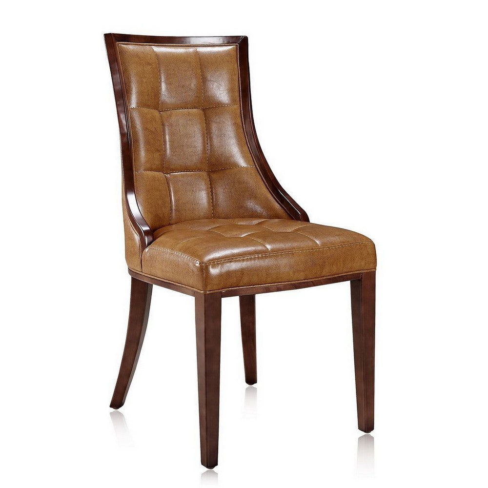 Fifth Avenue Saddle and Walnut Faux Leather Dining Chair (Set of Two) MHC-DC008-SA