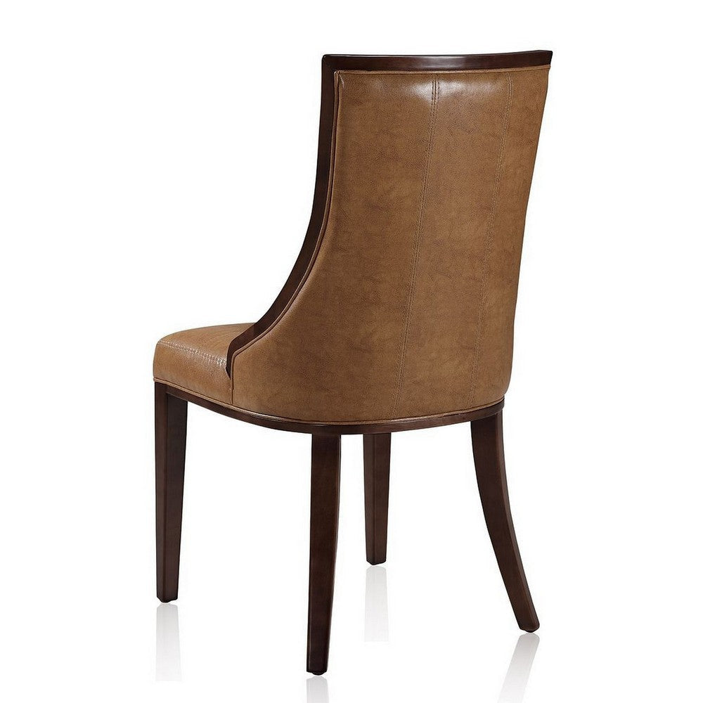 Fifth Avenue Saddle and Walnut Faux Leather Dining Chair (Set of Two) MHC-DC008-SA