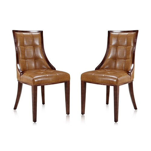 Fifth Avenue Saddle and Walnut Faux Leather Dining Chair (Set of Two)