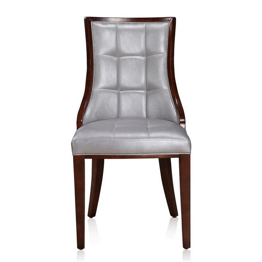 Fifth Avenue Silver and Walnut Faux Leather Dining Chair (Set of Two) MHC-DC008-SV
