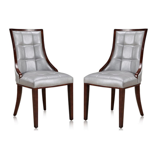 Fifth Avenue Silver and Walnut Faux Leather Dining Chair (Set of Two)