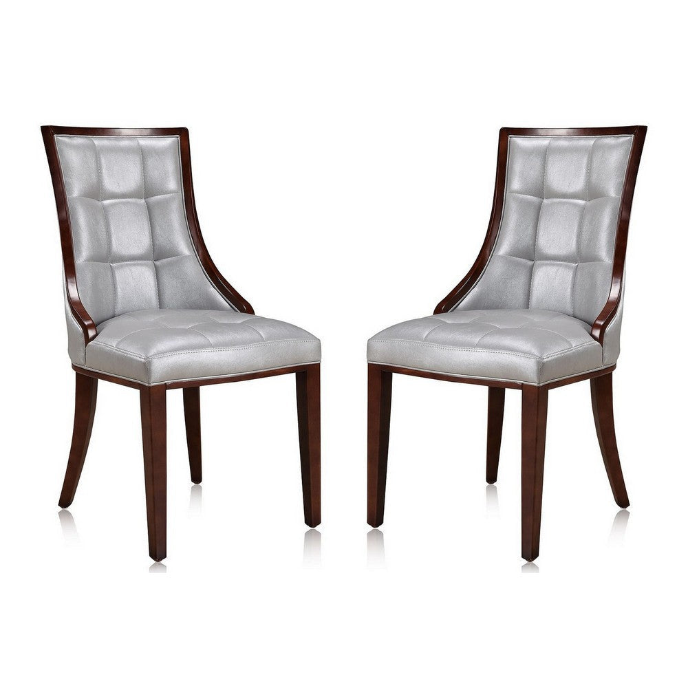 Fifth Avenue Silver and Walnut Faux Leather Dining Chair (Set of Two)