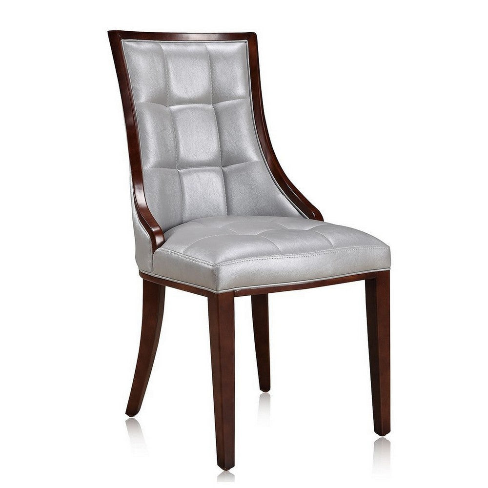 Fifth Avenue Silver and Walnut Faux Leather Dining Chair (Set of Two) MHC-DC008-SV