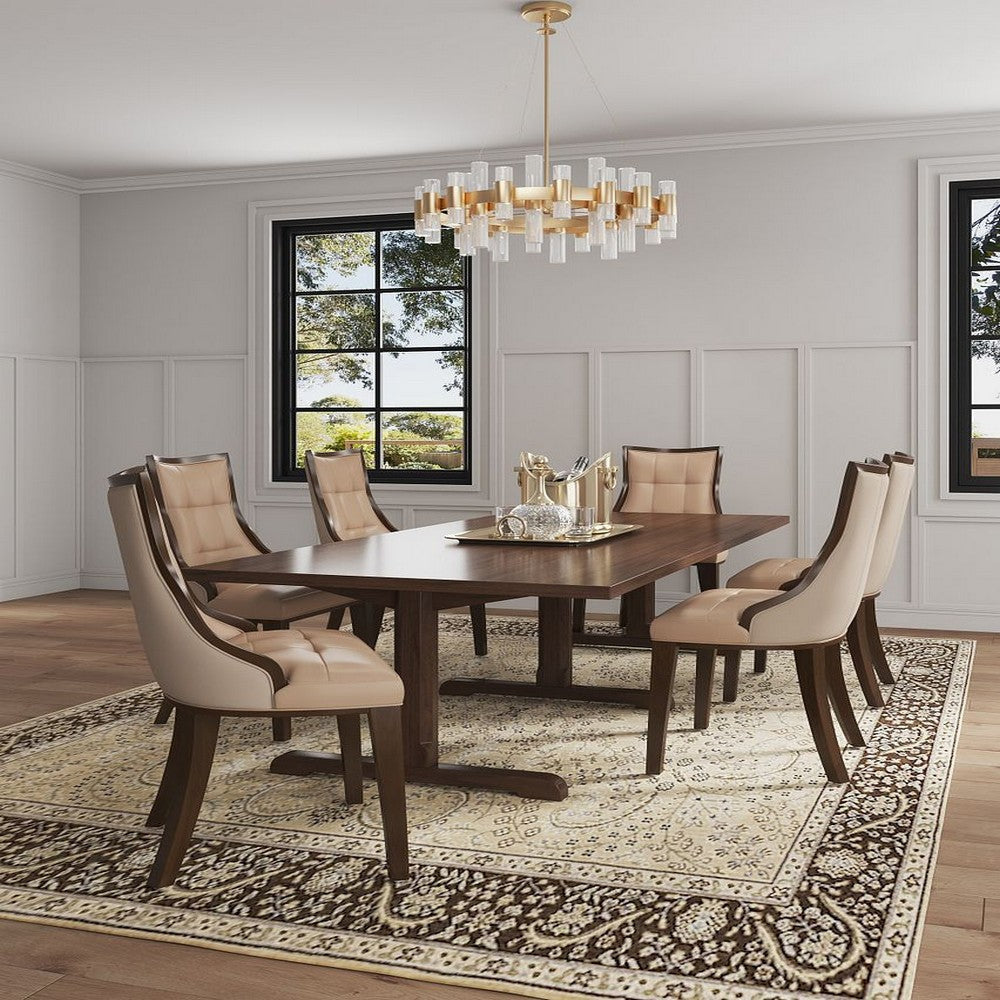 Fifth Avenue Faux Leather Dining Chair in Tan and Walnut (Set of 2) MHC-DC008-TN
