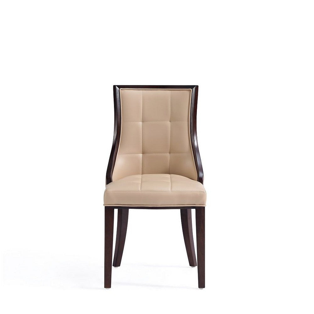 Fifth Avenue Faux Leather Dining Chair in Tan and Walnut (Set of 2) MHC-DC008-TN