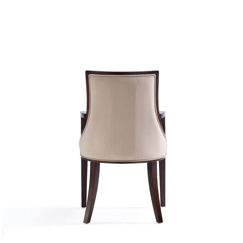Fifth Avenue Faux Leather Dining Armchair in Tan and Walnut MHC-DC008AR-TN