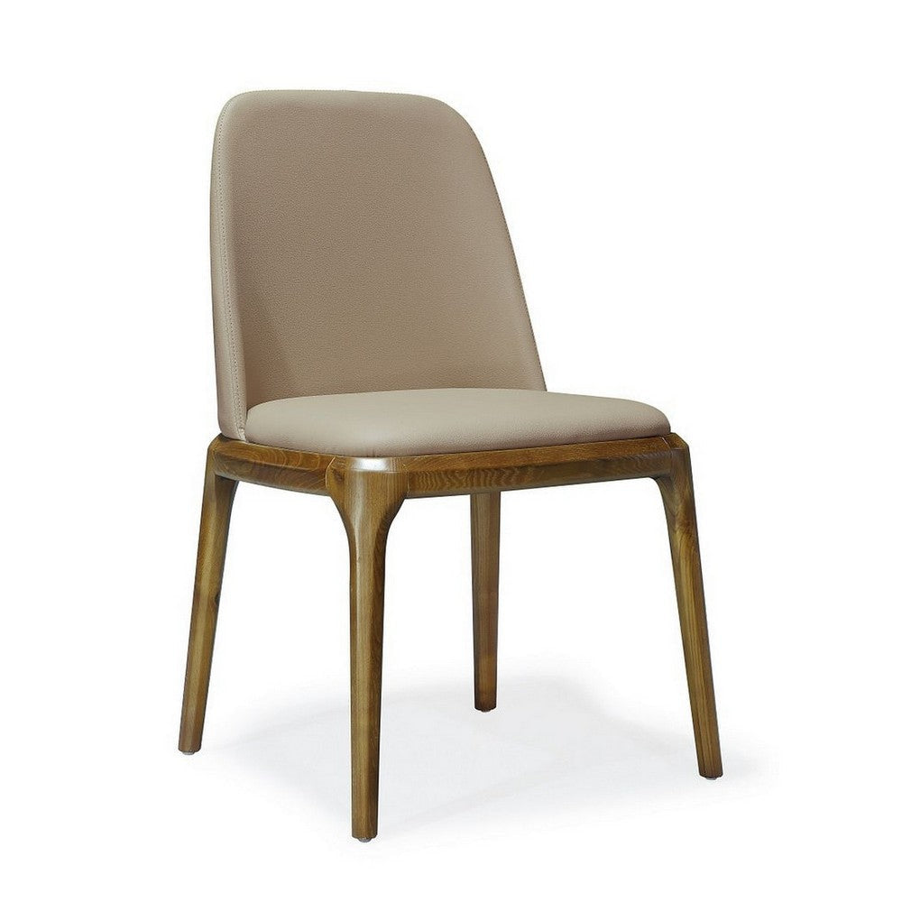 Courding Tan and Walnut Faux Leather Dining Chair