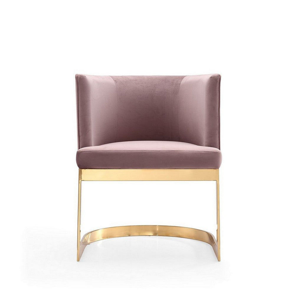 Aura Blush and Polished Brass Velvet Dining Chair MHC-DC026-BH