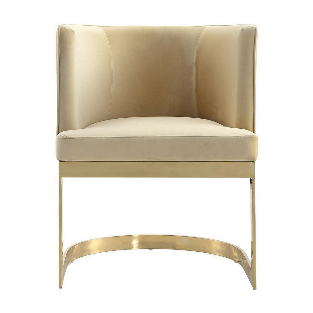 Aura Sand and Polished Brass Velvet Dining Chair MHC-DC026-SD