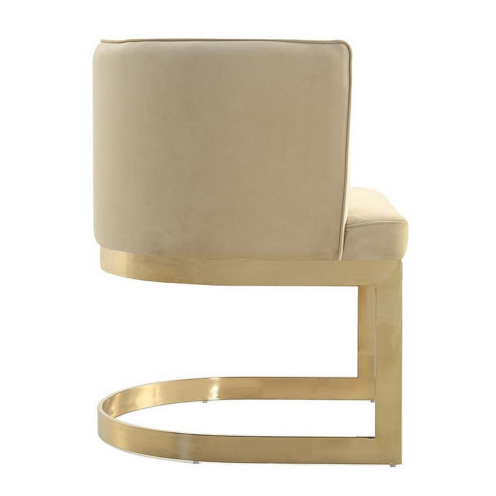 Aura Sand and Polished Brass Velvet Dining Chair MHC-DC026-SD