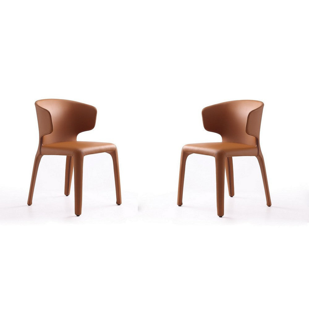 Conrad Saddle Faux Leather Dining Chair (Set of 2)