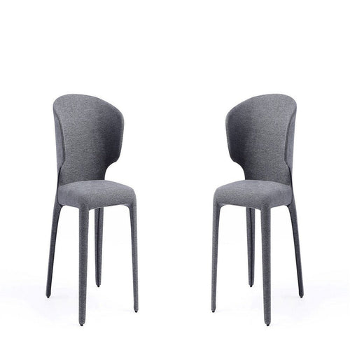 Conrad Modern Woven Tweed Dining Chair in Grey (Set of 2)