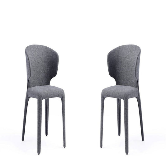 Conrad Modern Woven Tweed Dining Chair in Grey (Set of 2)