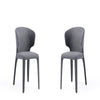 Conrad Modern Woven Tweed Dining Chair in Grey (Set of 2)