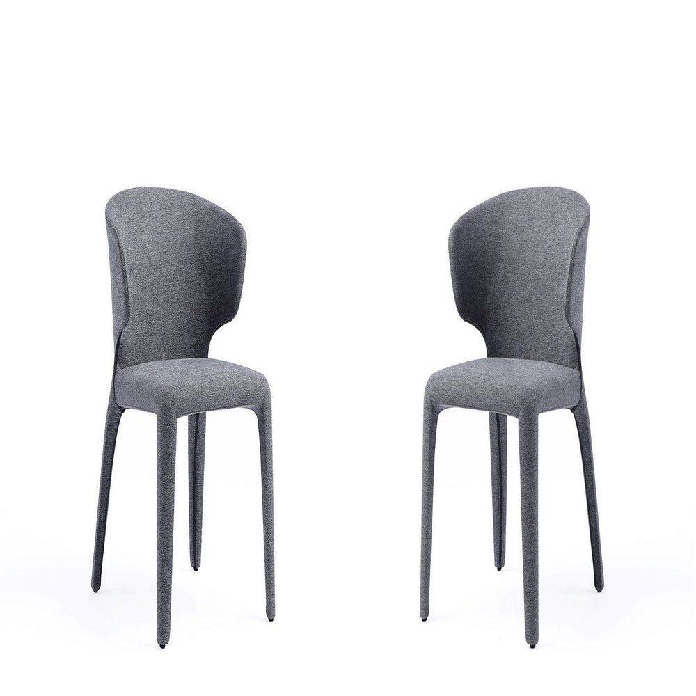 Conrad Modern Woven Tweed Dining Chair in Grey (Set of 2)