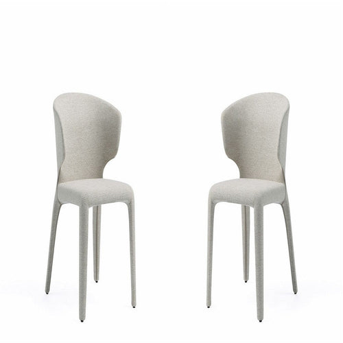 Conrad Modern Woven Tweed Dining Chair in Wheat (Set of 2)