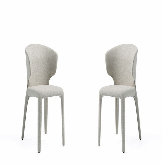 Conrad Modern Woven Tweed Dining Chair in Wheat (Set of 2)