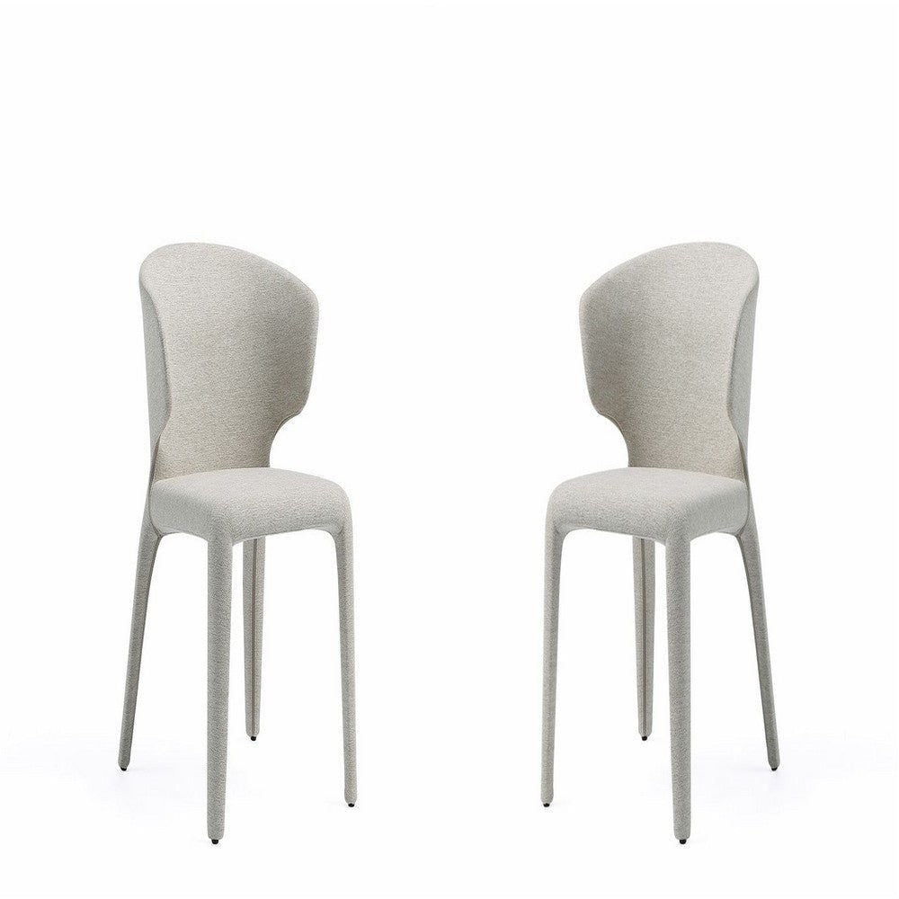 Conrad Modern Woven Tweed Dining Chair in Wheat (Set of 2)