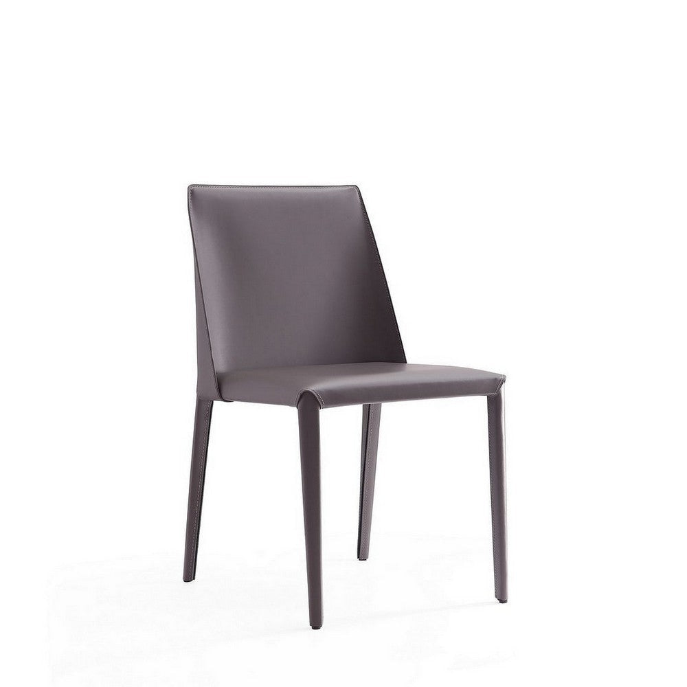 Paris Grey Saddle Leather Dining Chair (Set of 2)